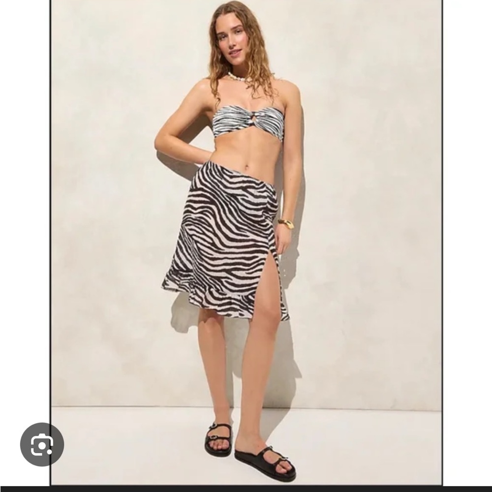 J. Crew Crinkled ruffle trim skirt in zebra print